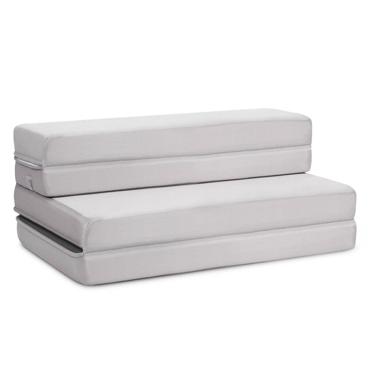 Grey 3-in-1 Folding Mattress with High-Density Foam and Portable Design
